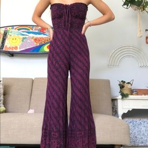 Free people strapless smocked jumpsuit